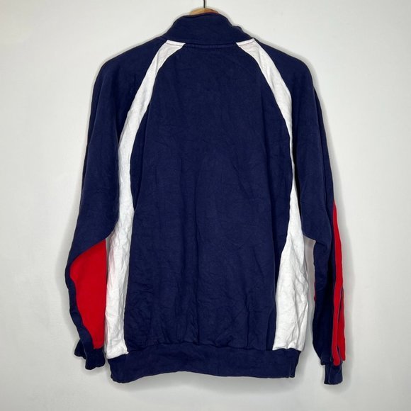 Vintage 90s Asics striped trackjacket zip up track sweater L - Picture 3 of 8